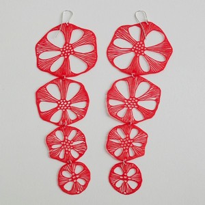 Long red earrings by Alena Willroth